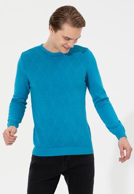 Erkek Kobalt Bisiklet Yaka Triko Kazak - 50253694024