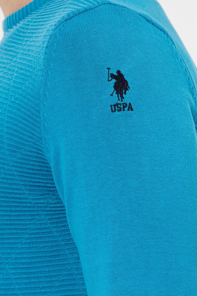 Erkek Kobalt Bisiklet Yaka Triko Kazak