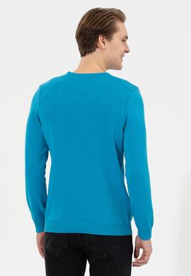 Erkek Kobalt Bisiklet Yaka Triko Kazak - 50253694024