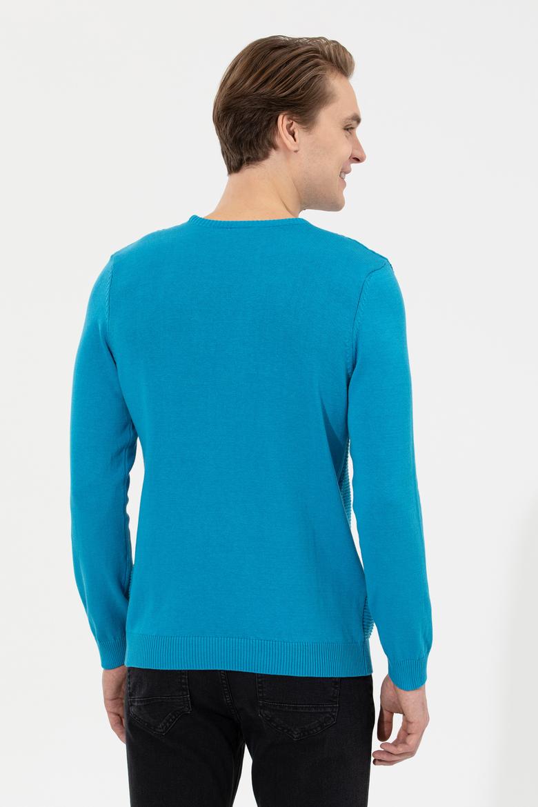 Erkek Kobalt Bisiklet Yaka Triko Kazak - 50253694024