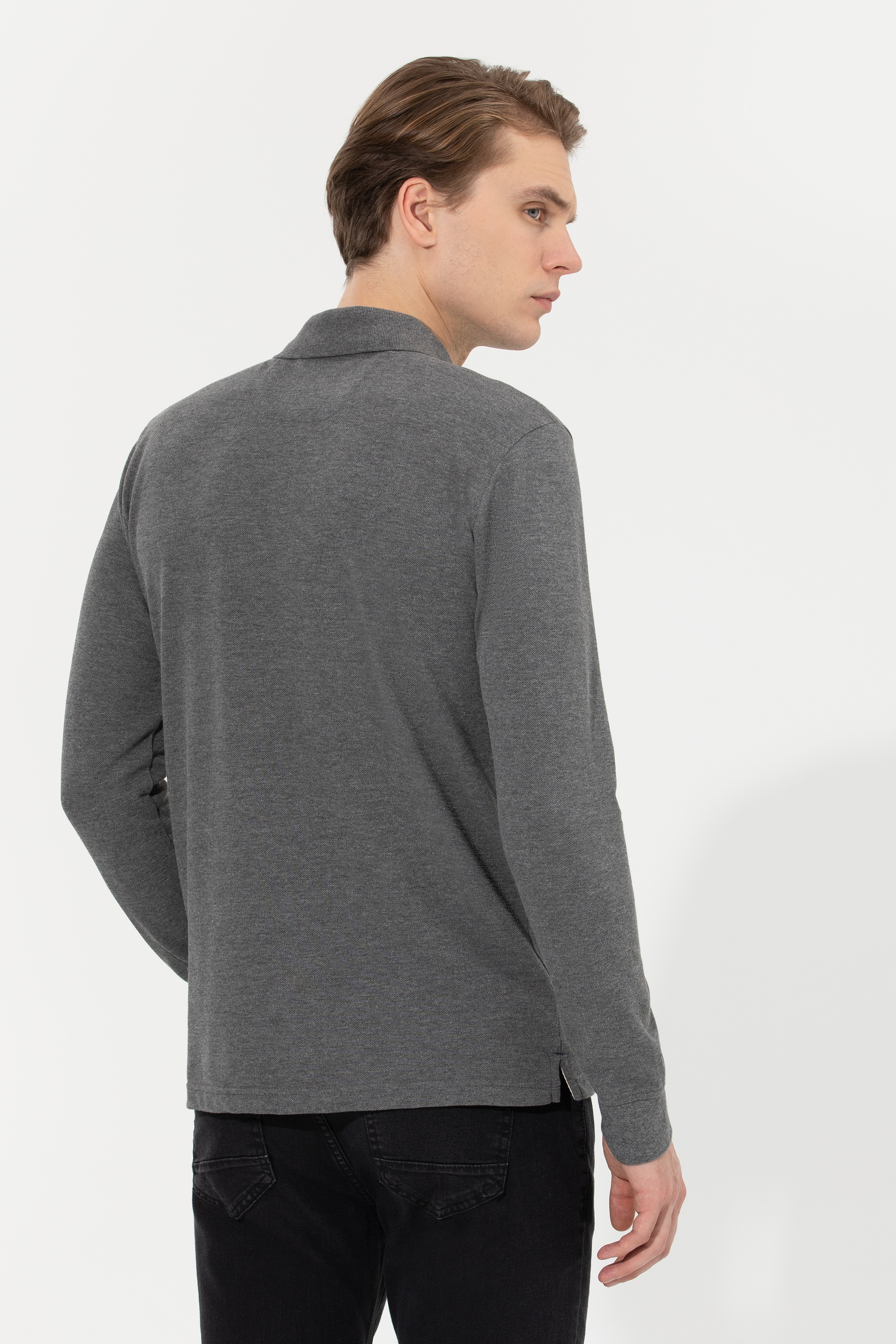 Erkek Antrasit Melanj Basic Sweatshirt - Image 5