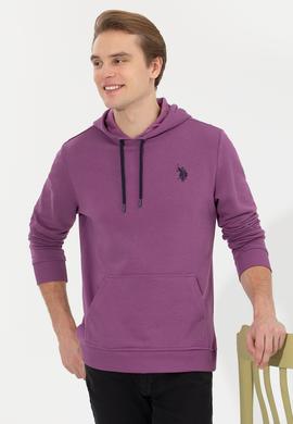 Erkek Menekşe Kapüşonlu Basic Sweatshirt - 50261140068
