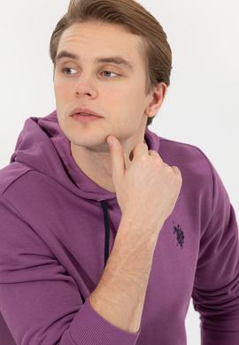 Erkek Menekşe Kapüşonlu Basic Sweatshirt - 50261140068