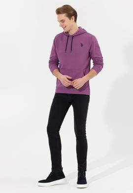 Erkek Menekşe Kapüşonlu Basic Sweatshirt - 50261140068