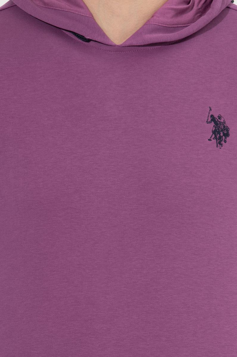 Erkek Menekşe Kapüşonlu Basic Sweatshirt