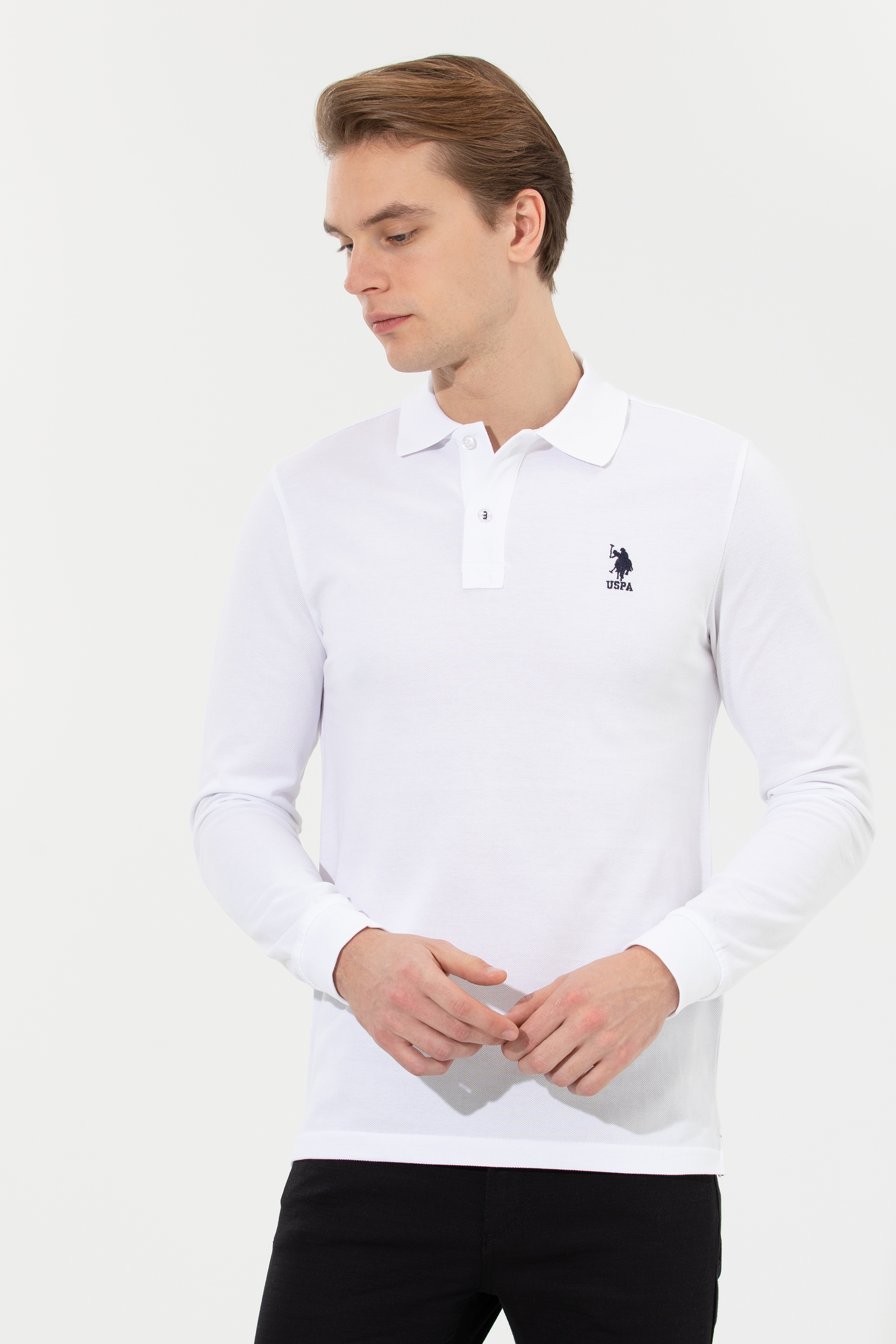 Erkek Beyaz Basic Sweatshirt - Image 3