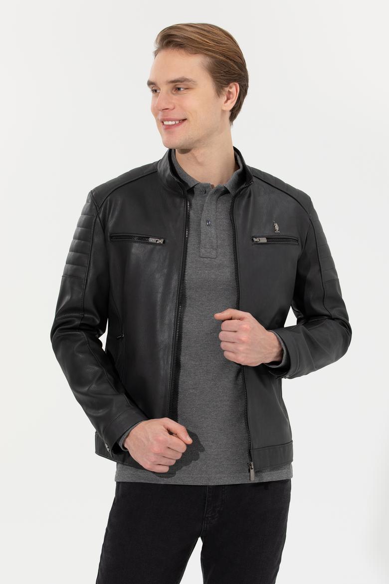 Erkek Antrasit Deri Ceket