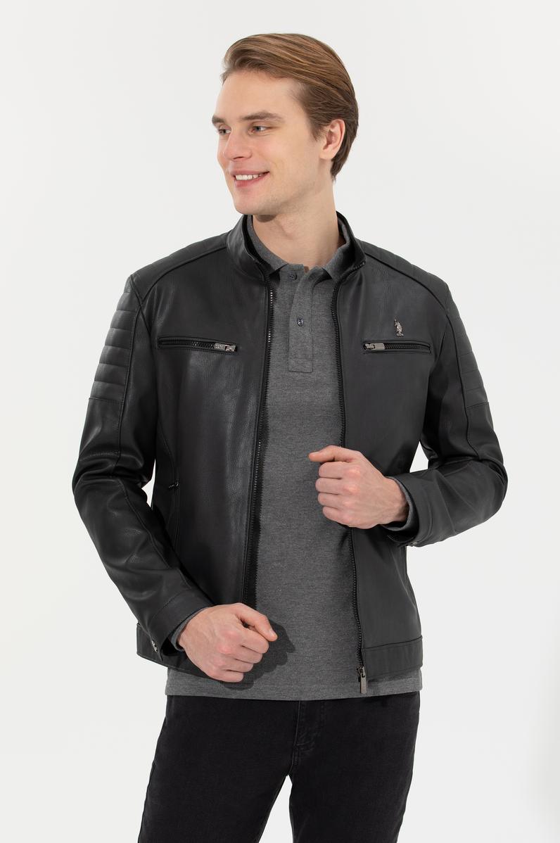 Erkek Antrasit Deri Ceket
