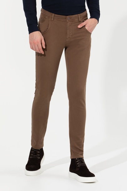 Erkek Slim Fit Coconut Kanvas Pantolon