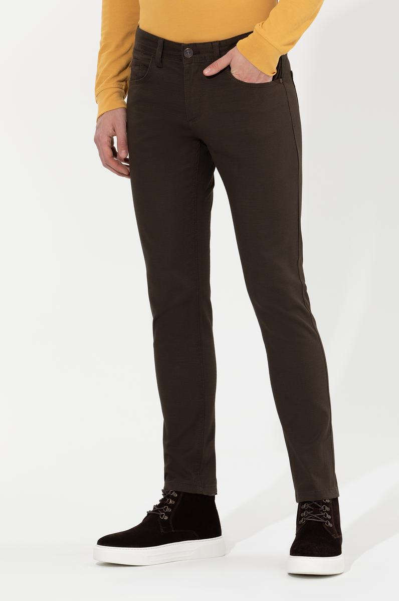 Erkek Slim Fit Koyu Haki Kanvas Pantolon