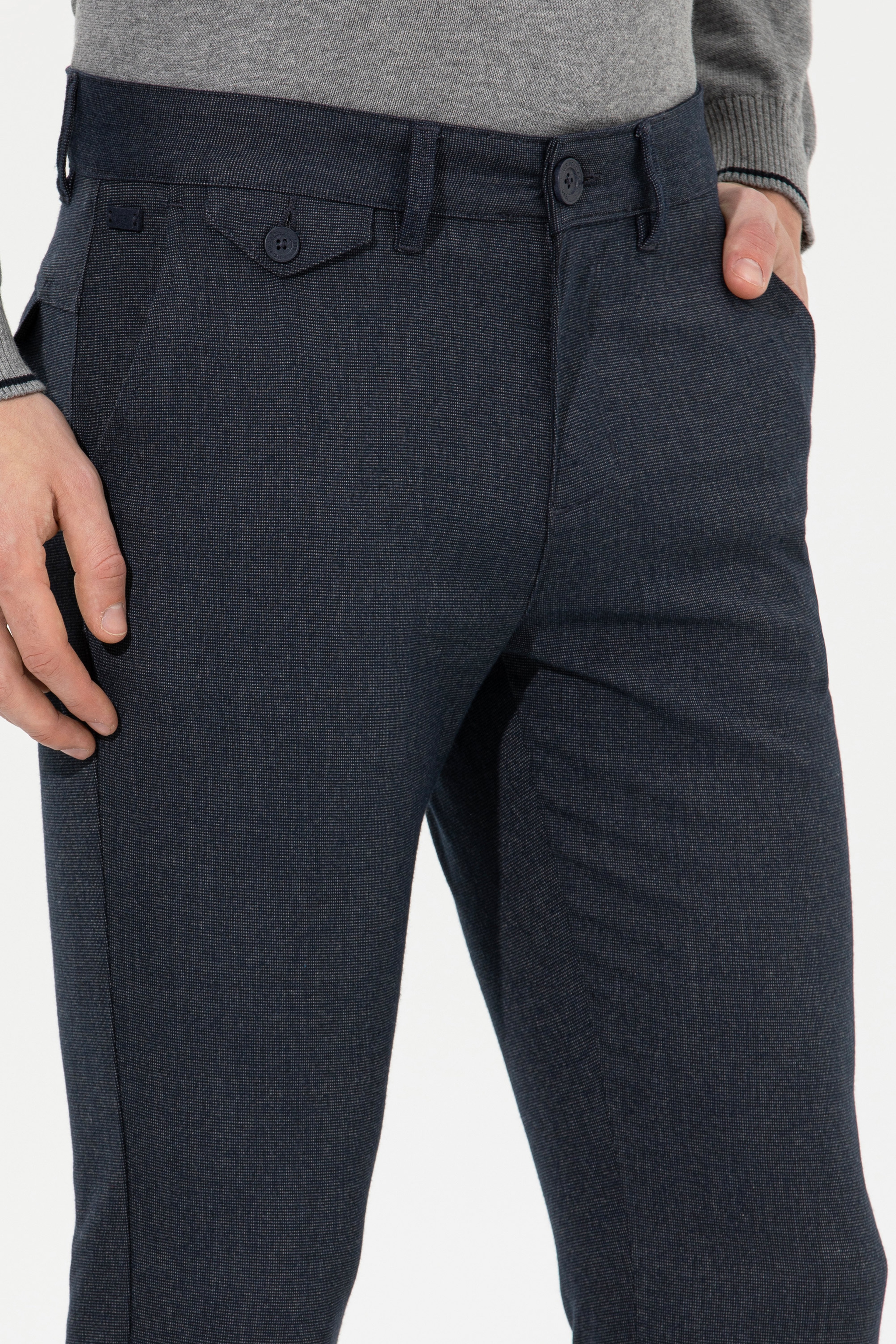 Erkek Slim Fit Lacivert Kanvas Pantolon - Image 6