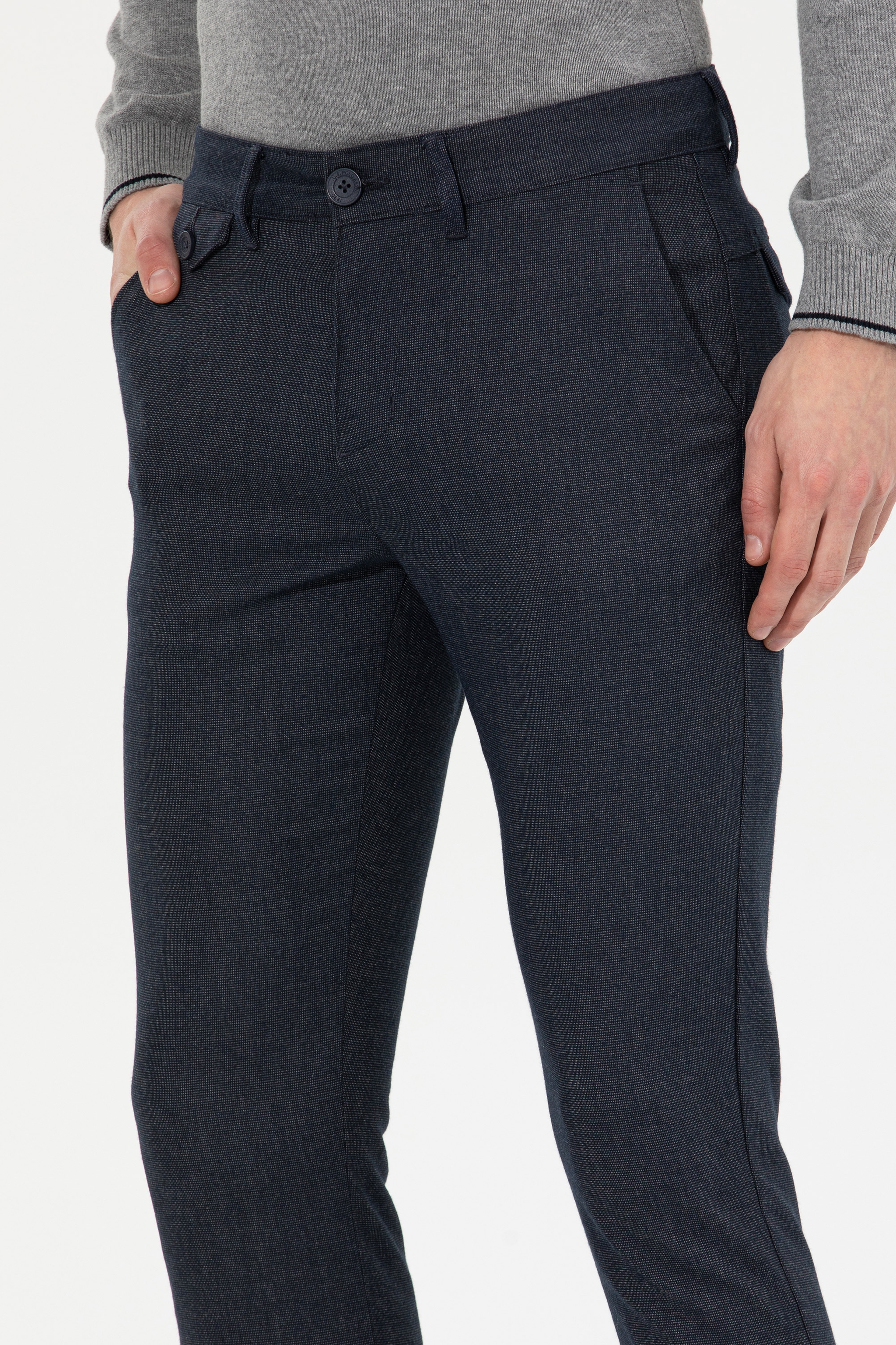 Erkek Slim Fit Lacivert Kanvas Pantolon