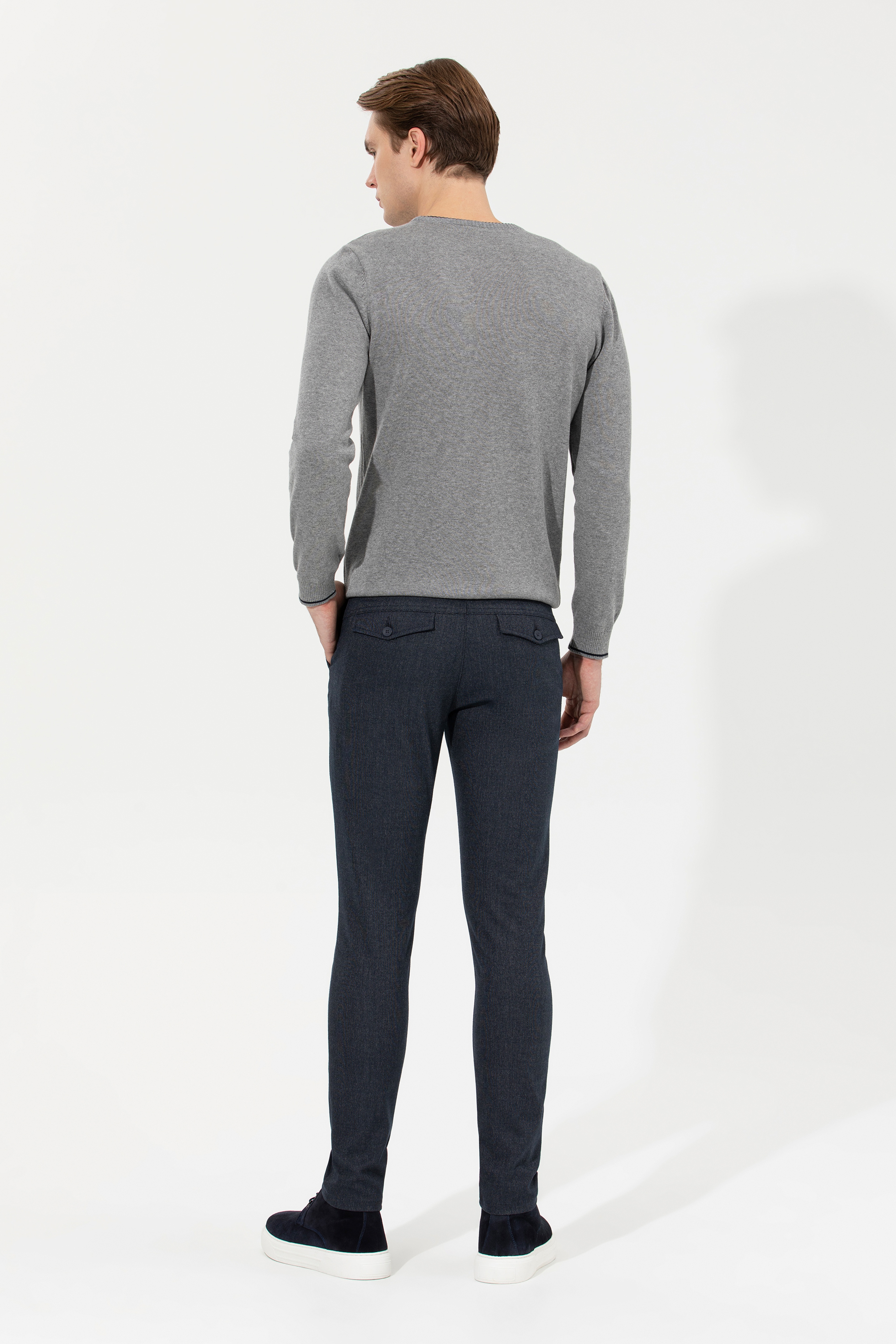 Erkek Slim Fit Lacivert Kanvas Pantolon
