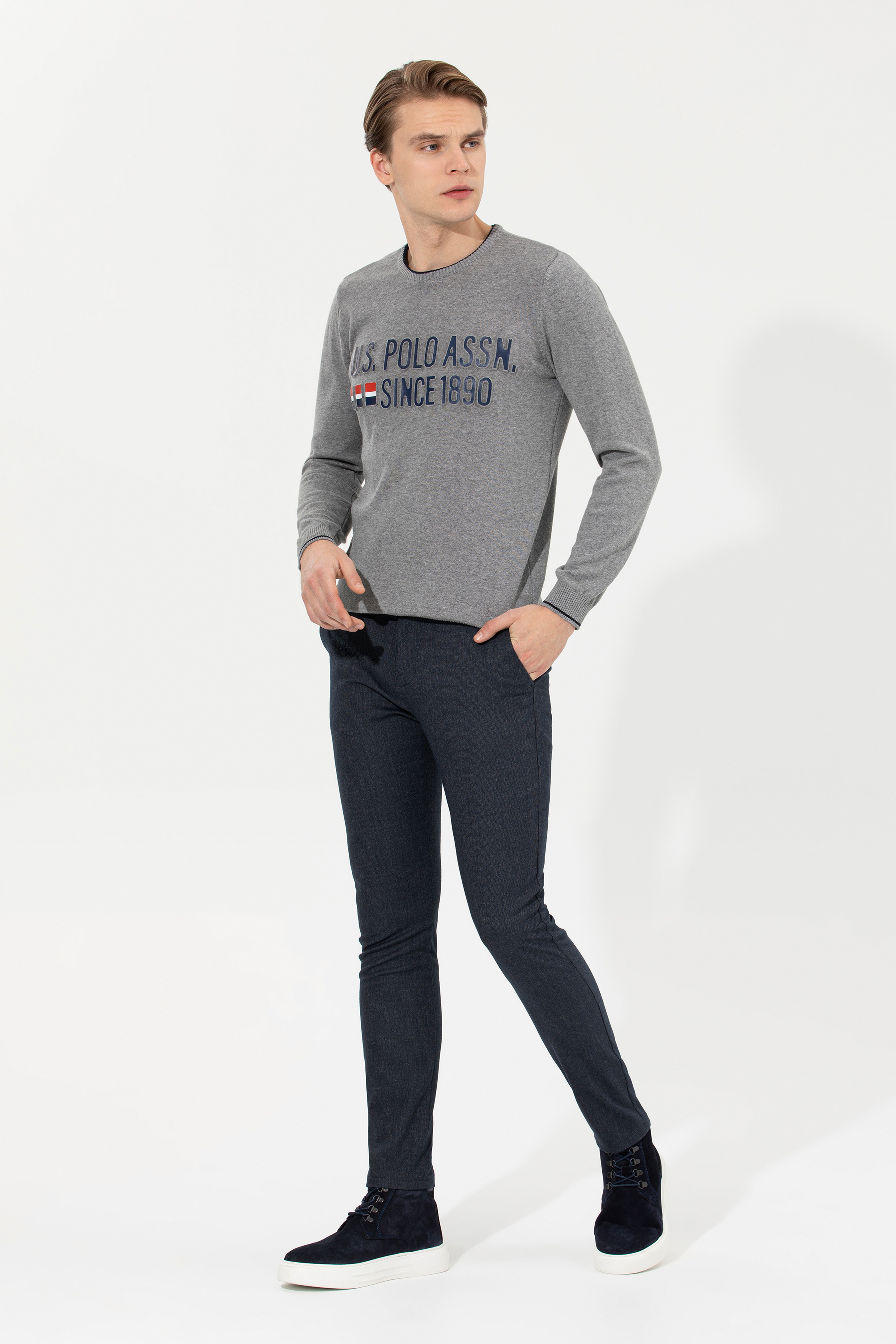 Erkek Slim Fit Lacivert Kanvas Pantolon - Image 3