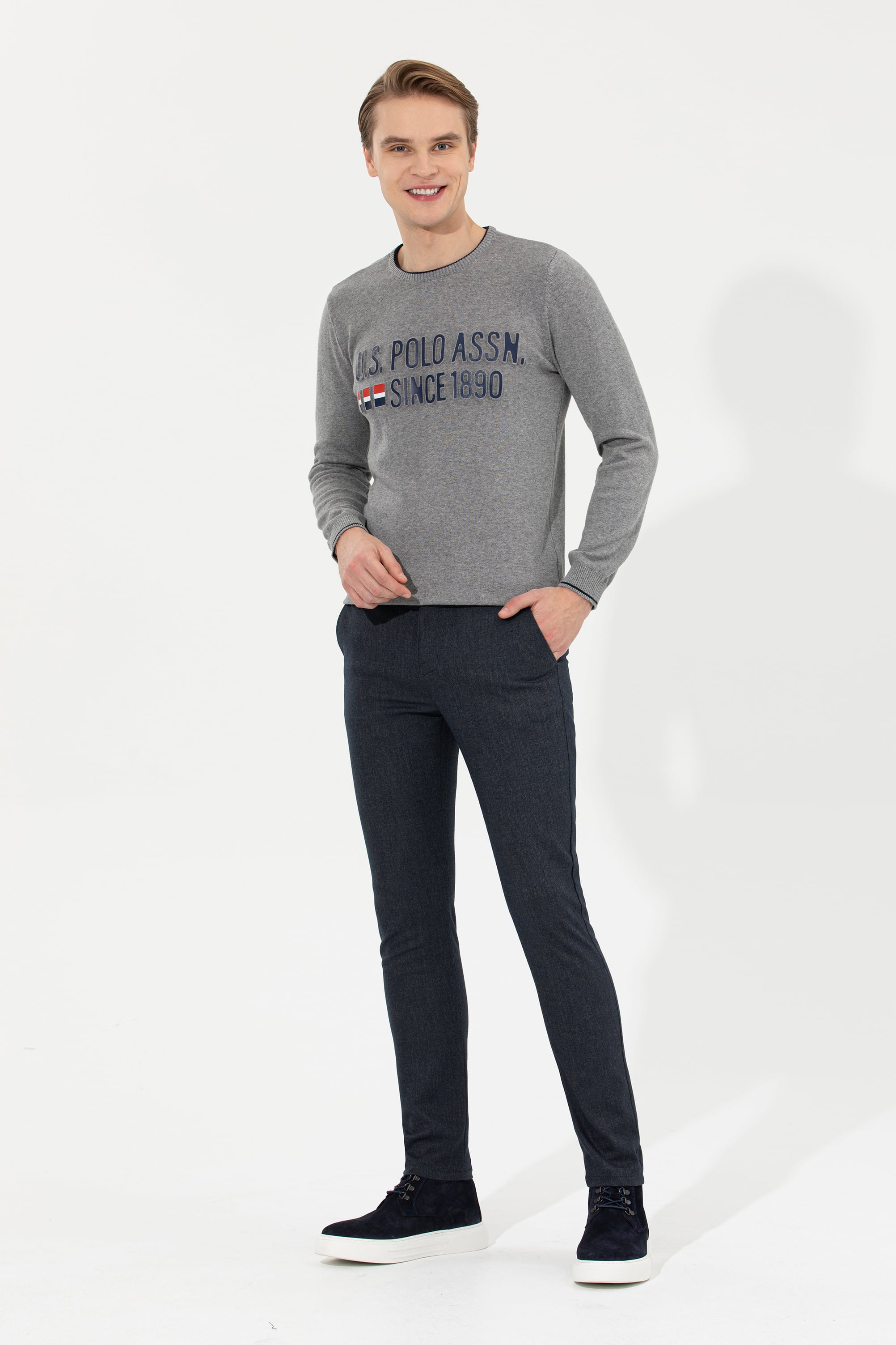 Erkek Slim Fit Lacivert Kanvas Pantolon - Image 1
