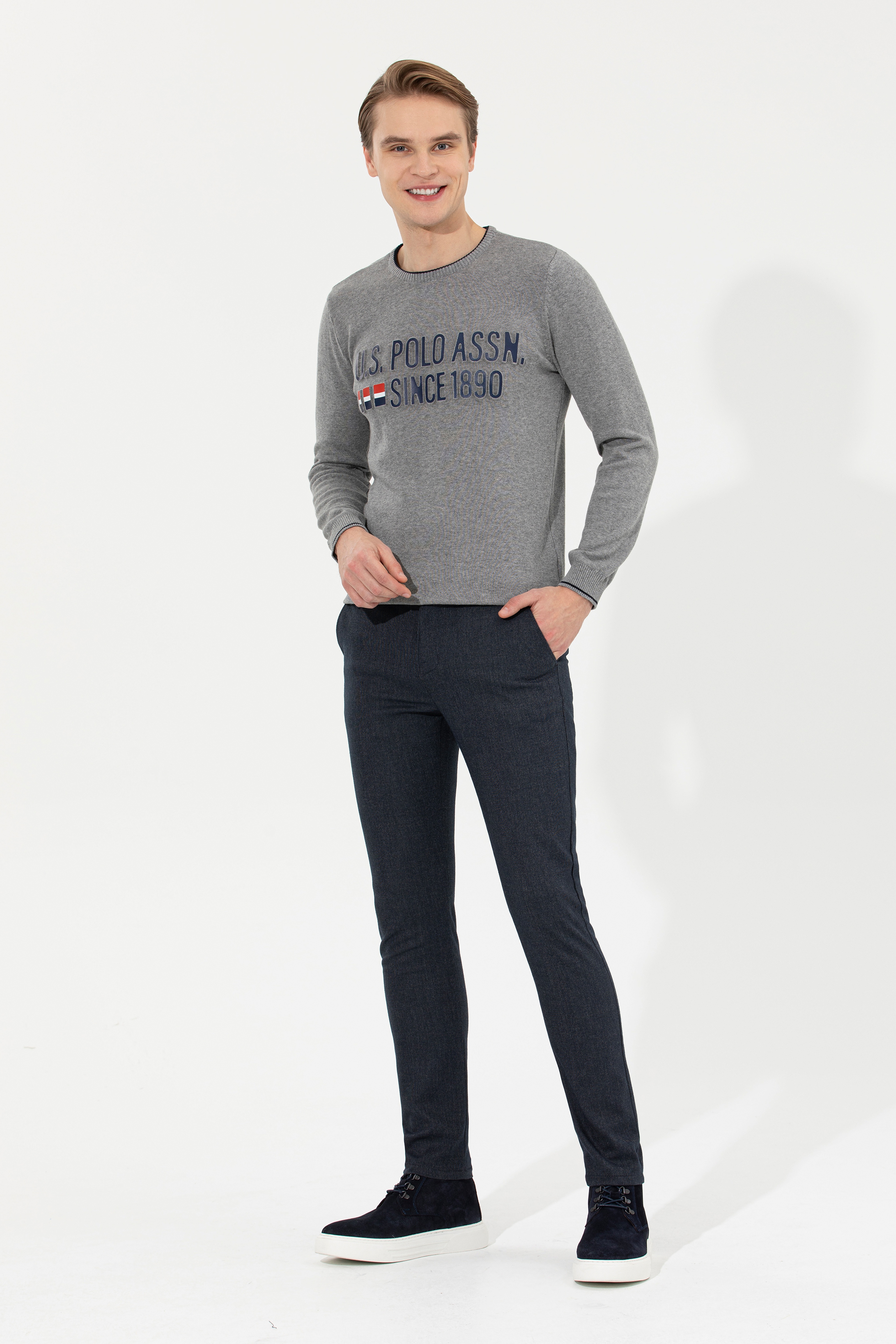 Erkek Slim Fit Lacivert Kanvas Pantolon
