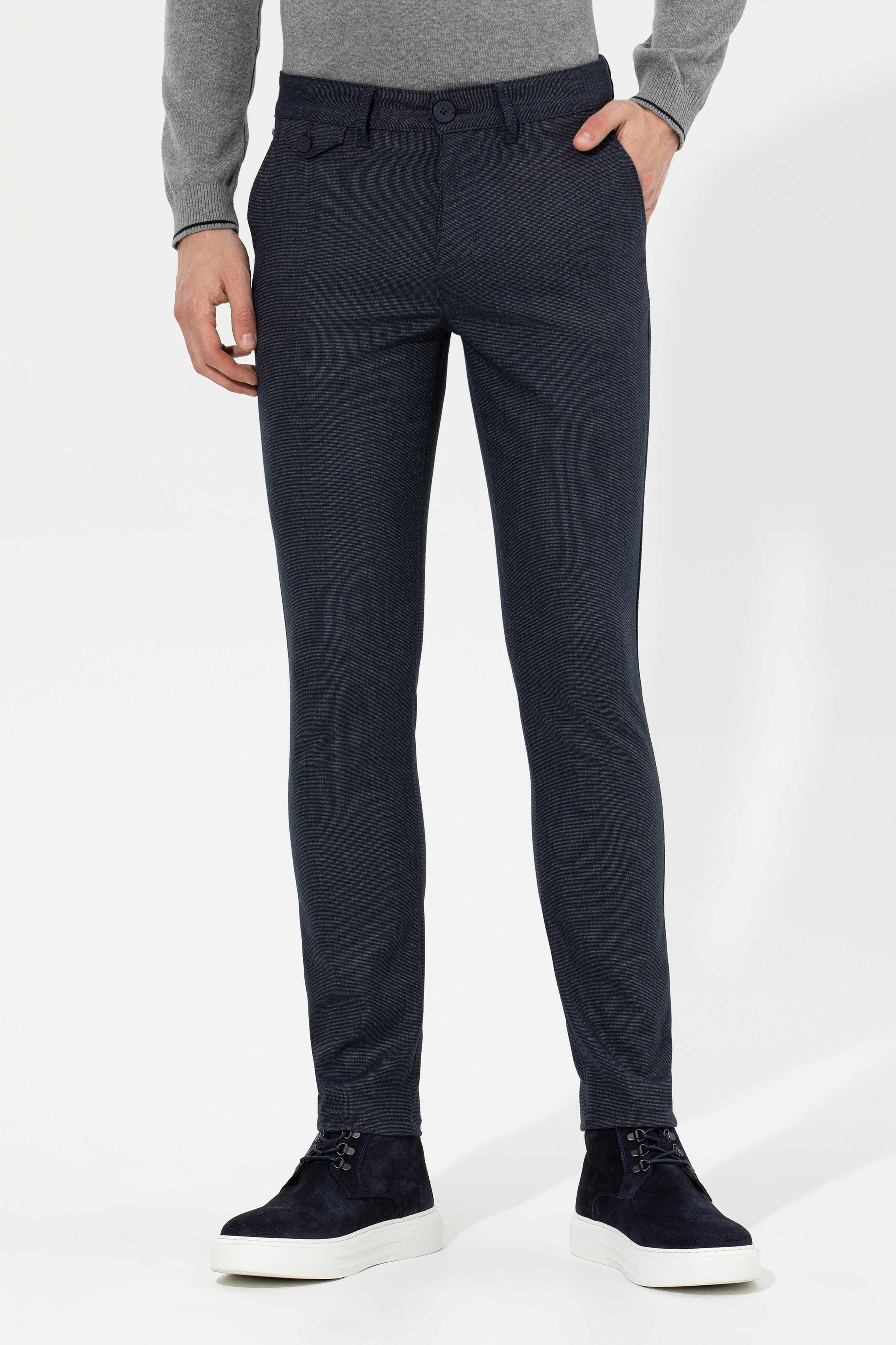 Erkek Slim Fit Lacivert Kanvas Pantolon