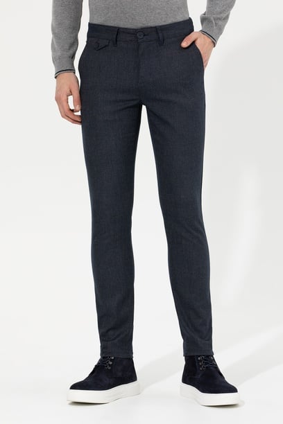 Erkek Slim Fit Lacivert Kanvas Pantolon