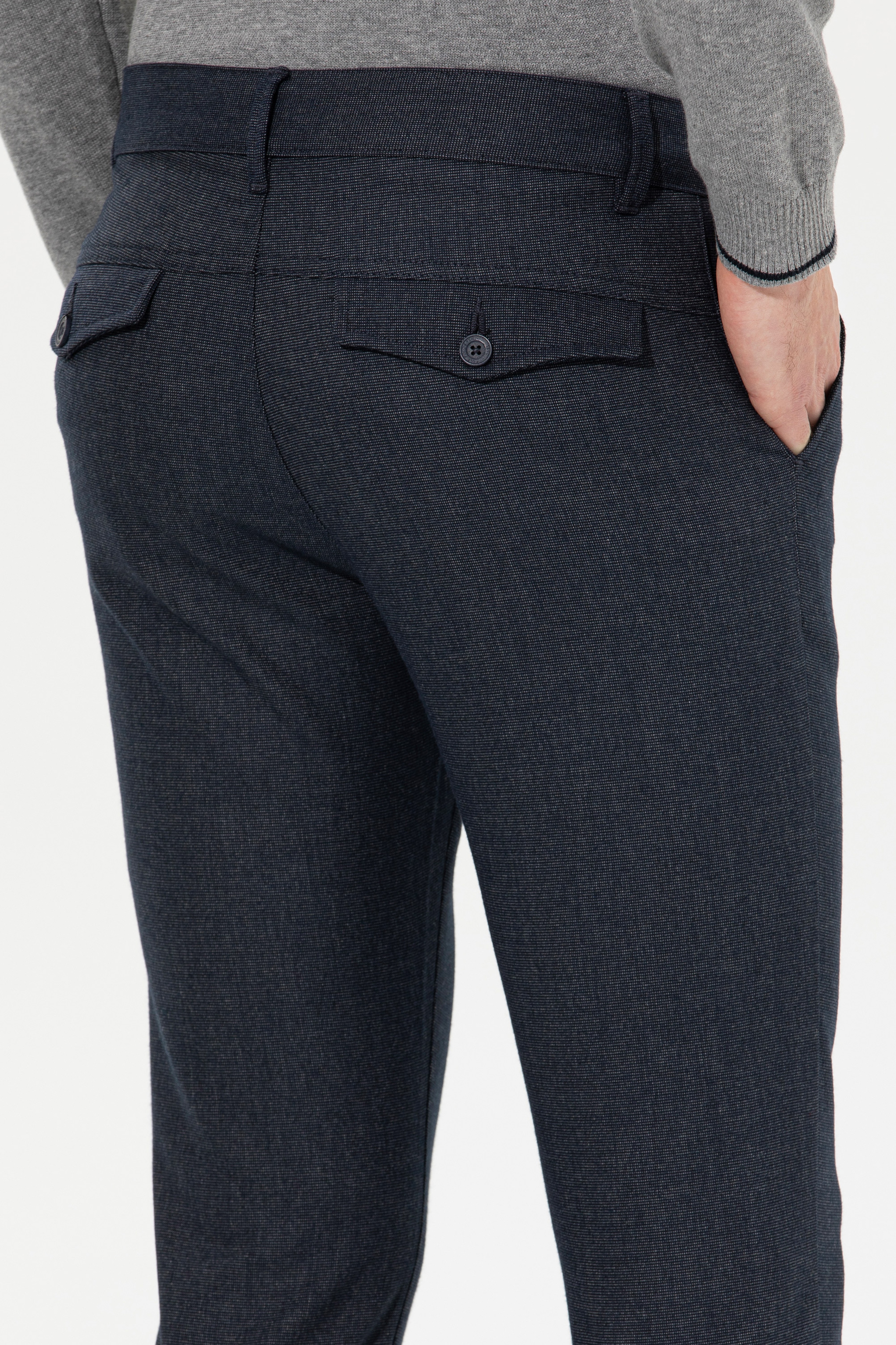 Erkek Slim Fit Lacivert Kanvas Pantolon - Image 7