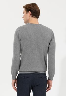 Erkek Gri Melanj Bisiklet Yaka Triko Kazak - 50253993013