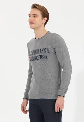 Erkek Gri Melanj Bisiklet Yaka Triko Kazak - 50253993013