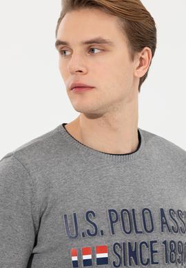 Erkek Gri Melanj Bisiklet Yaka Triko Kazak - 50253993013