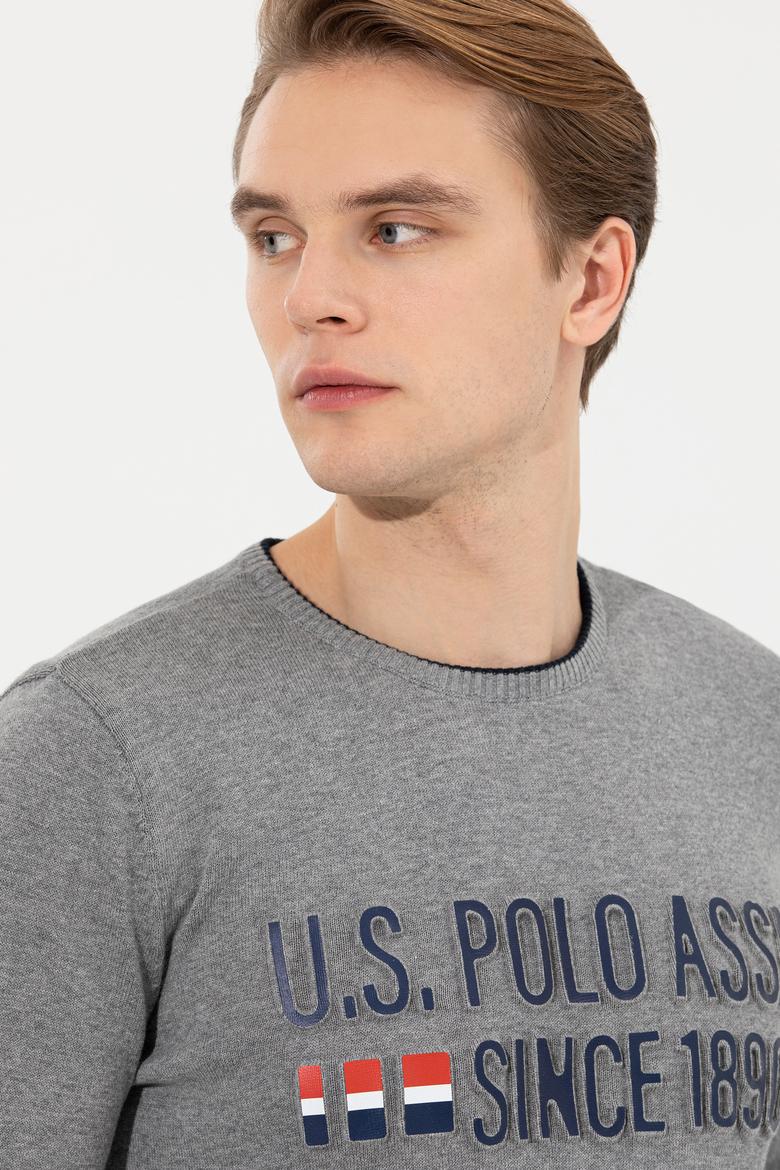 Erkek Gri Melanj Bisiklet Yaka Triko Kazak - 50253993013