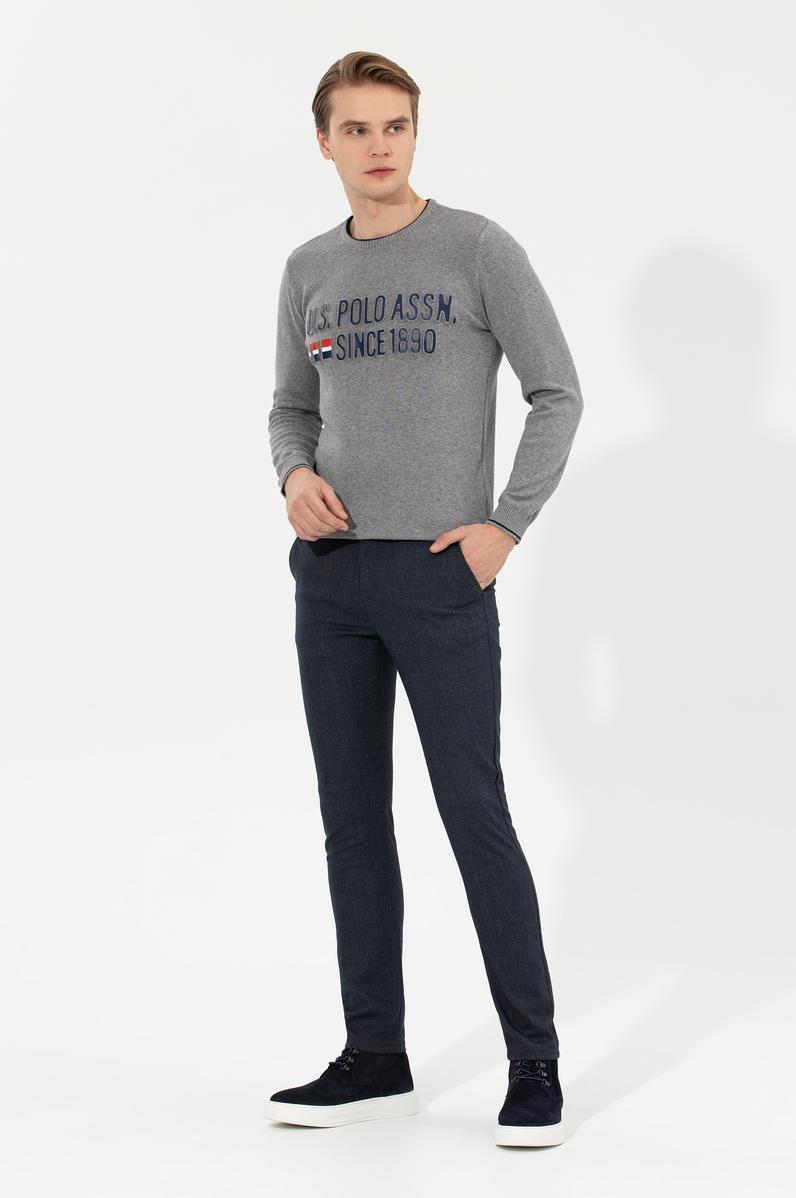 Erkek Gri Melanj Bisiklet Yaka Triko Kazak