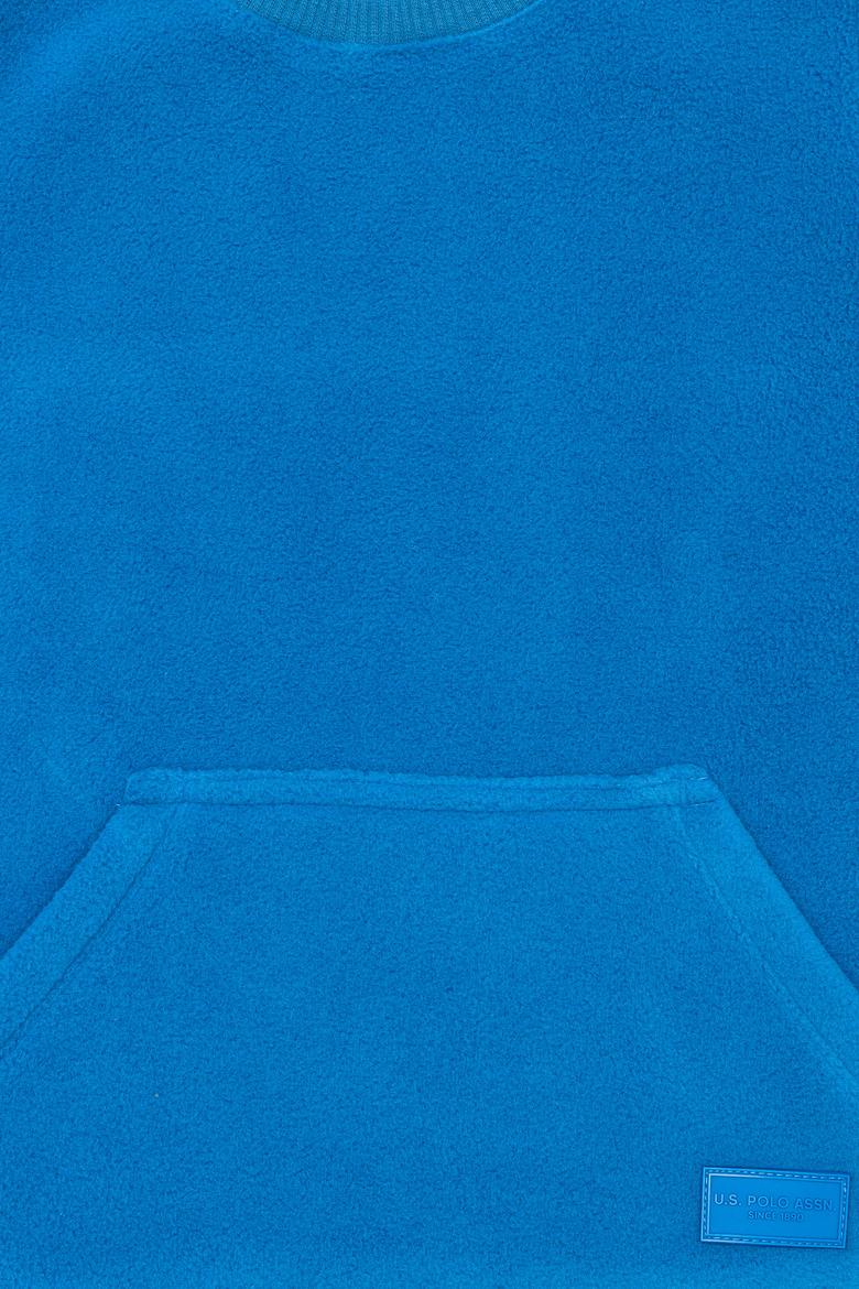 Çocuk Kobalt Mavi Polarlı Bisiklet Yaka Sweatshirt - 50253446006