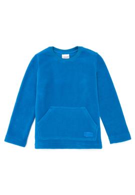 Çocuk Kobalt Mavi Polarlı Bisiklet Yaka Sweatshirt - 50253446006