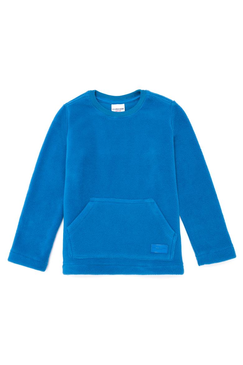 Çocuk Kobalt Mavi Polarlı Bisiklet Yaka Sweatshirt