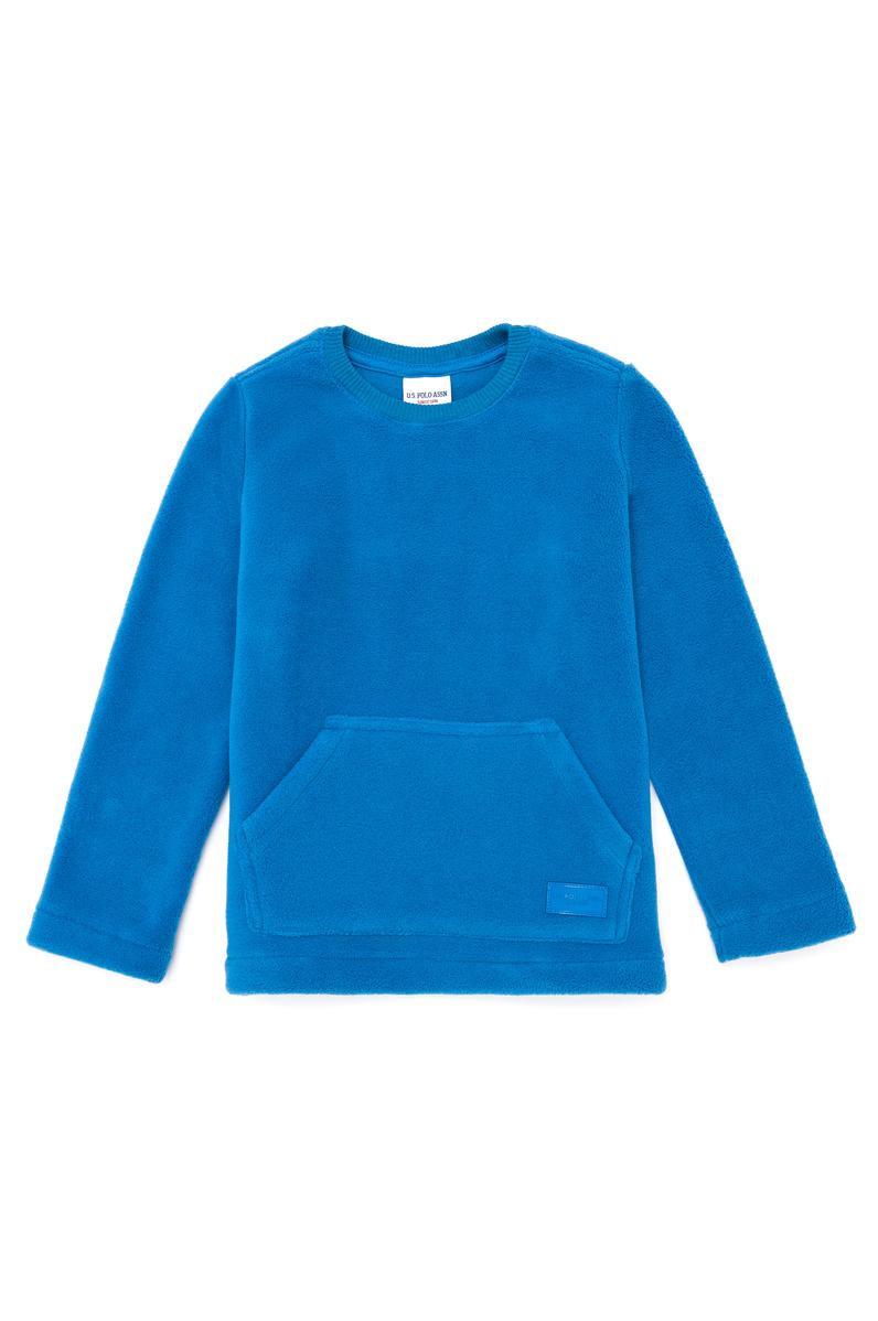 Çocuk Kobalt Mavi Polarlı Bisiklet Yaka Sweatshirt