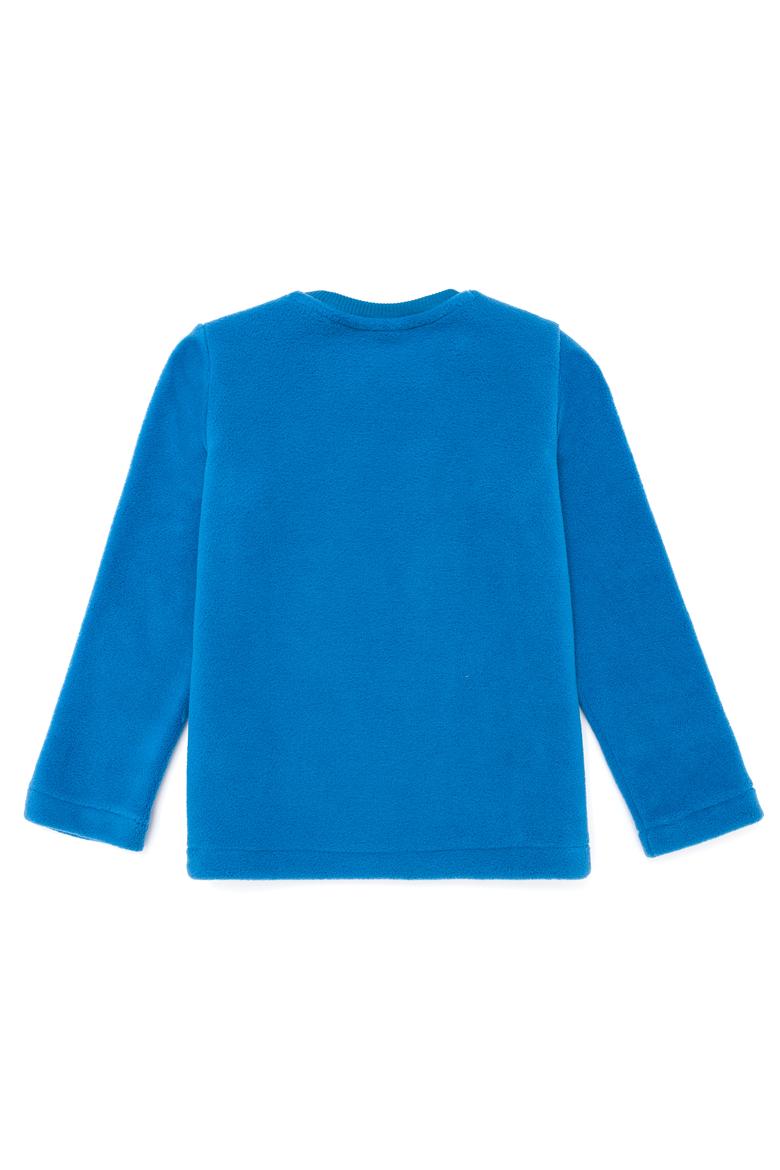 Çocuk Kobalt Mavi Polarlı Bisiklet Yaka Sweatshirt - 50253446006