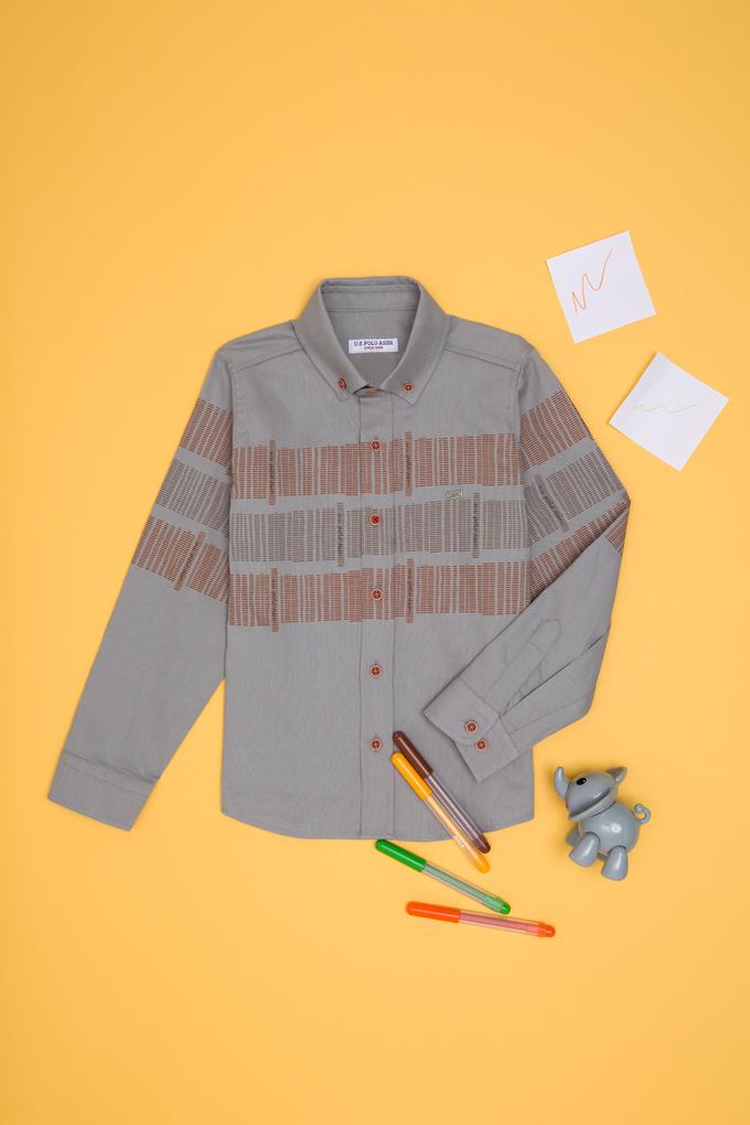 Erkek Çocuk Kiremit Uzun Kollu Gömlek