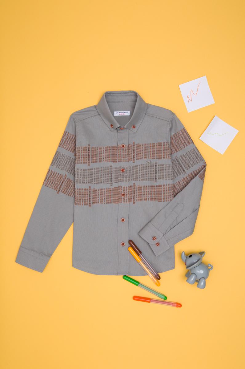 Erkek Çocuk Kiremit Uzun Kollu Gömlek