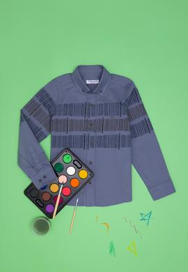 Erkek Çocuk Gri Uzun Kollu Gömlek - 50255271015