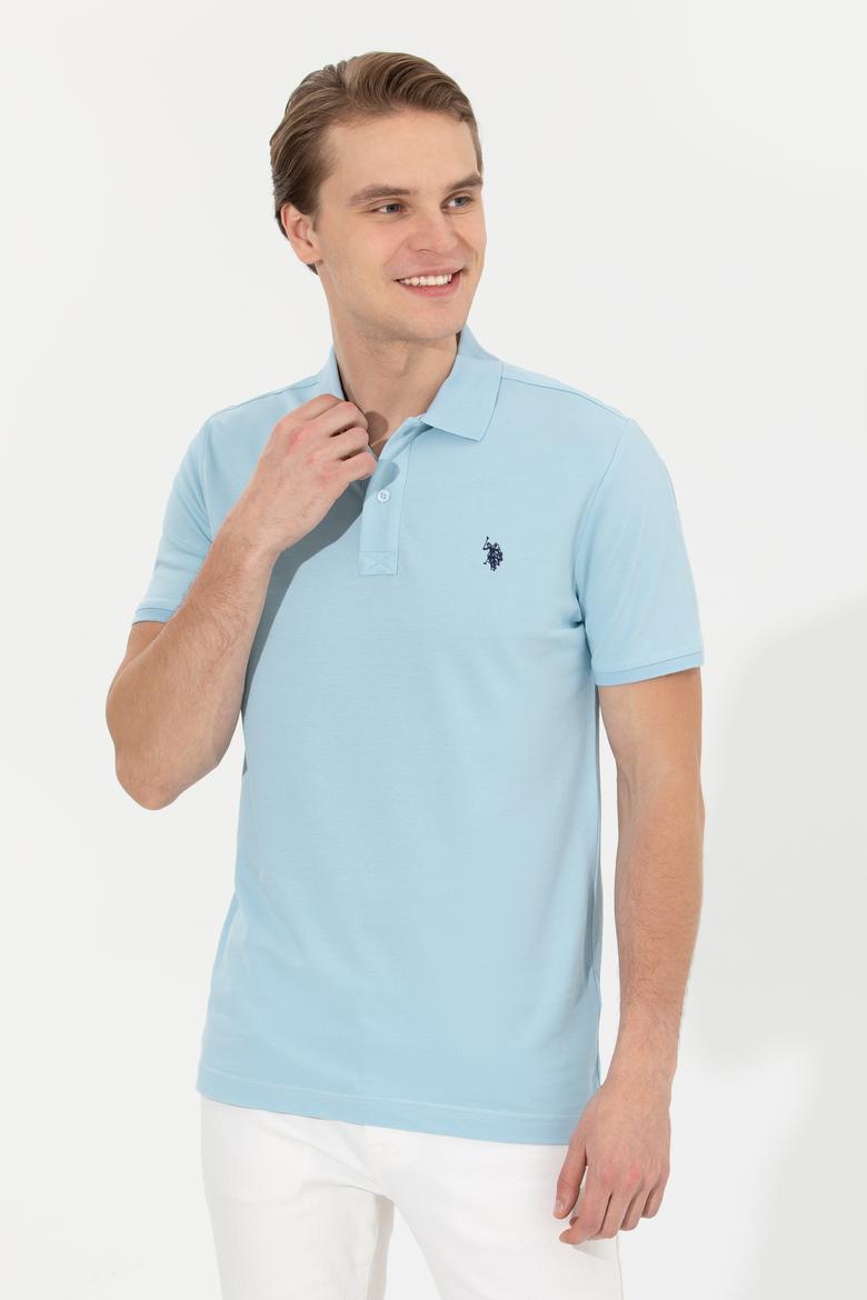 Erkek Açık İndigo Basic Polo Yaka Tişört