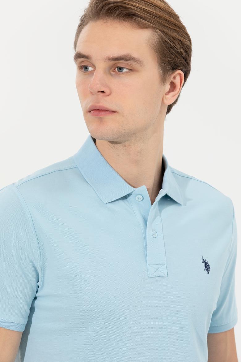 Erkek Açık İndigo Basic Polo Yaka Tişört - 50249149208