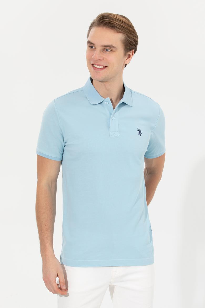 Erkek Açık İndigo Basic Polo Yaka Tişört - 50249149208