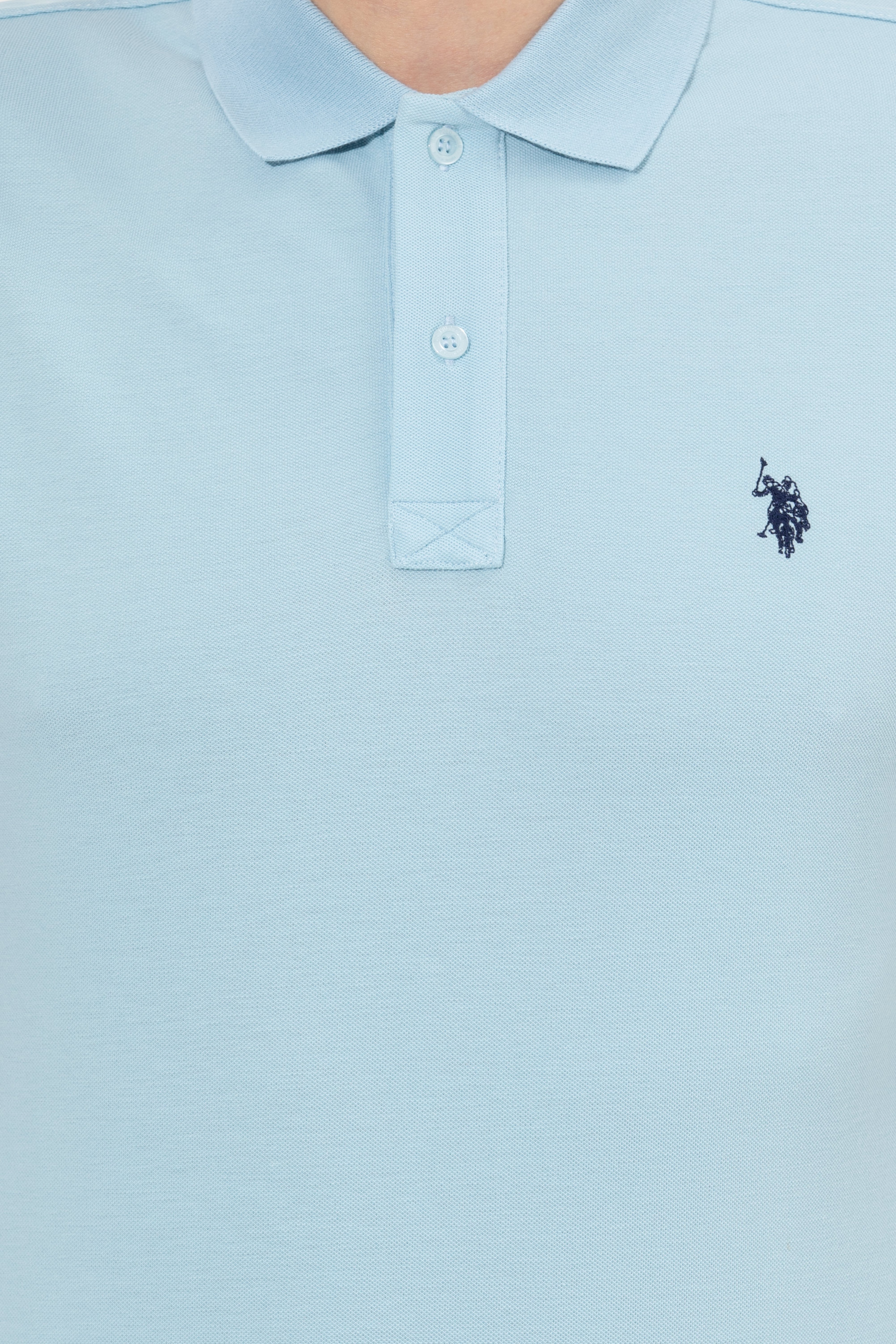 Erkek Açık İndigo Basic Polo Yaka Tişört - Image 6