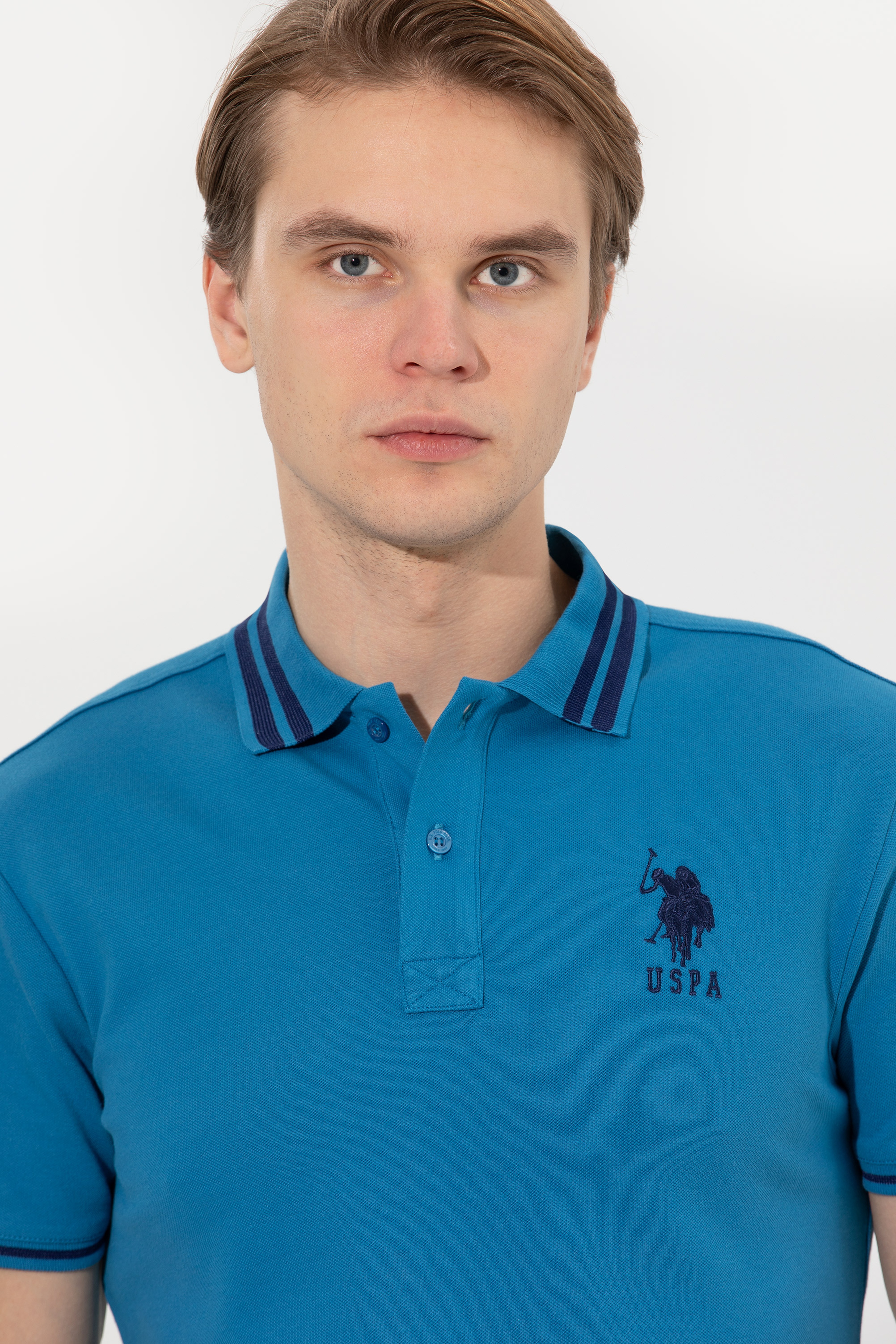 Erkek Petrol Basic Polo Yaka Tişört - Image 2