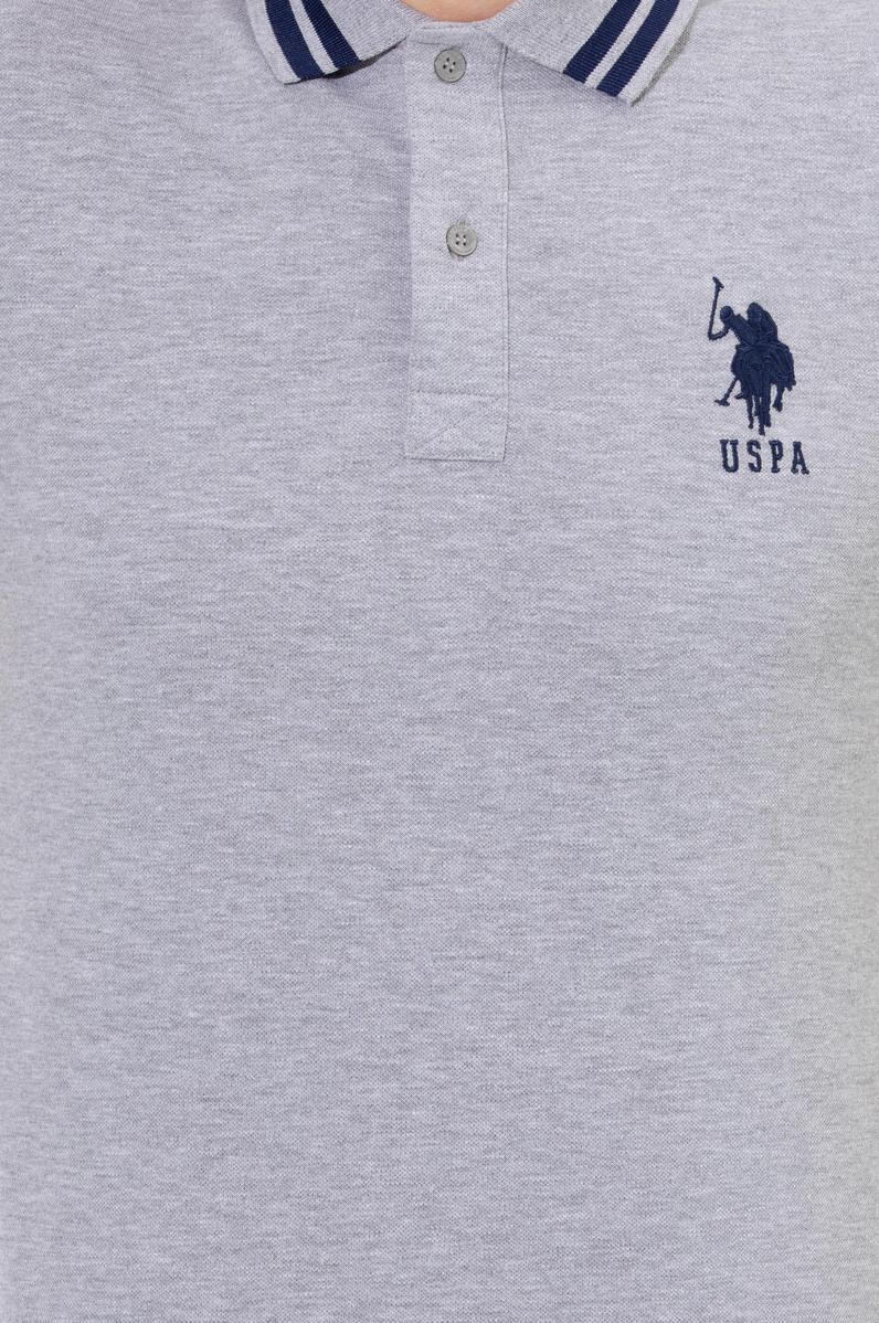 Erkek Gri Melanj Basic Polo Yaka Tişört