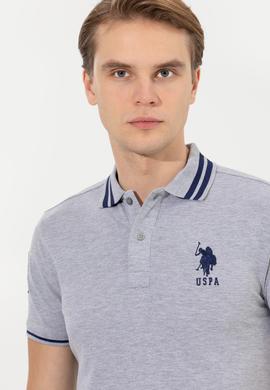 Erkek Gri Melanj Basic Polo Yaka Tişört - 50249145057
