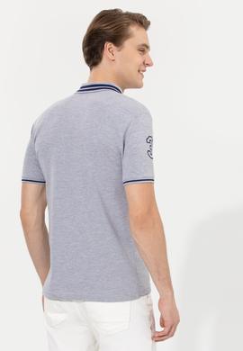 Erkek Gri Melanj Basic Polo Yaka Tişört - 50249145057