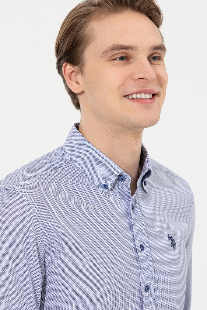 Erkek Saks Uzun Kollu Gömlek