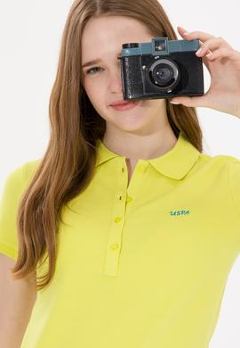 Kadın Neon Sarı Basic Polo Yaka Tişört - 50266348088