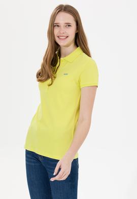 Kadın Neon Sarı Basic Polo Yaka Tişört - 50266348088