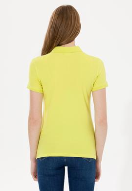 Kadın Neon Sarı Basic Polo Yaka Tişört - 50266348088