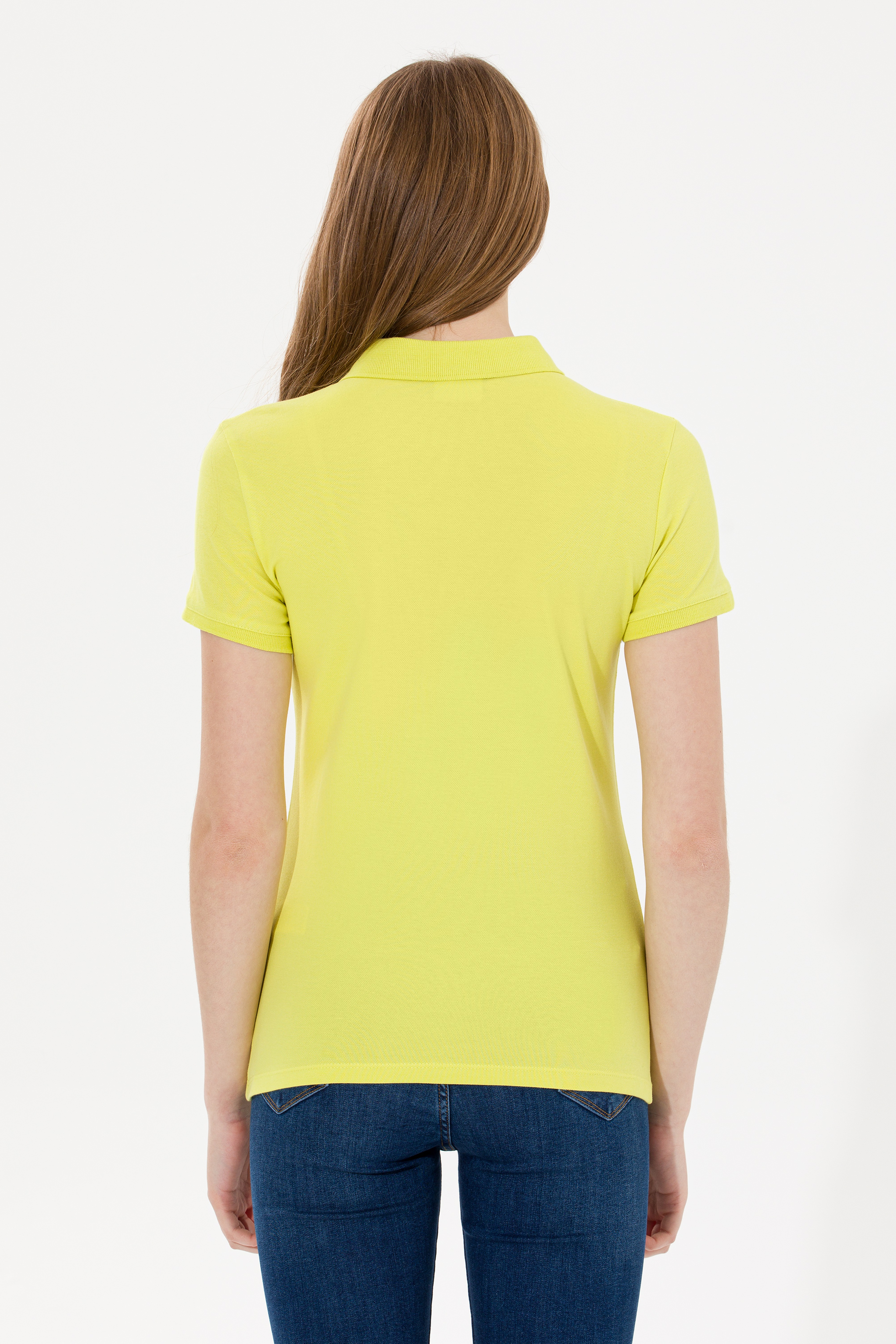 Kadın Neon Sarı Basic Polo Yaka Tişört
