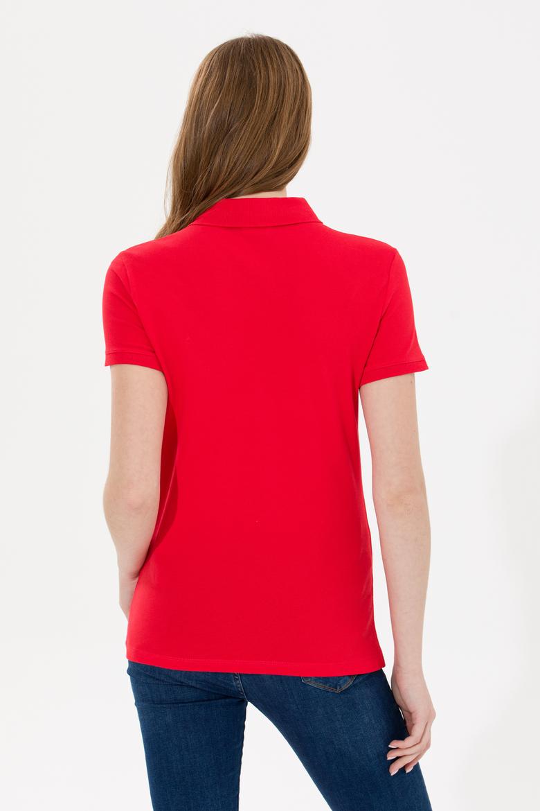 Kadın Kırmızı Basic Polo Yaka Tişört - 50266348120